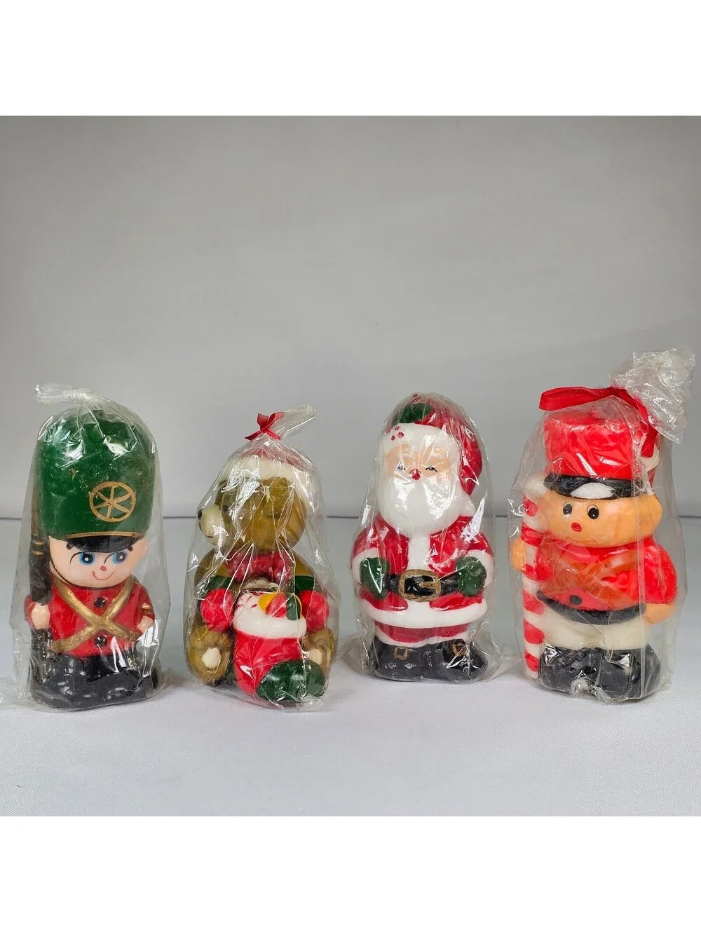 Vintage Christmas Candles Set of 4 Santa Teddy Bear Toy Soldier Nutcracker New